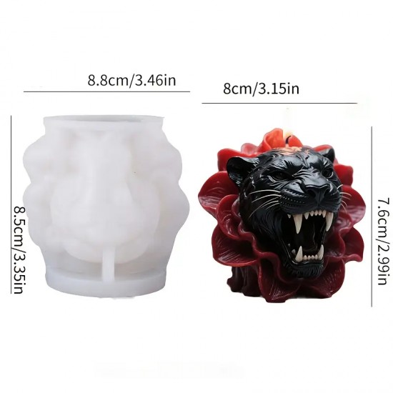 YY5990 Leopar  Başı mum Biblo Silikon Kalıp